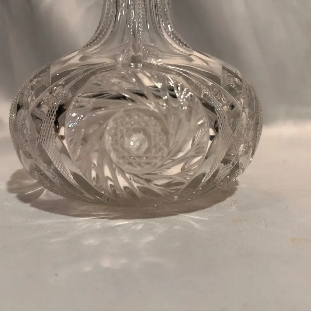 Vintage American Pressed Glass Decanter Star Pinwheel Pattern Water Wine Carafe